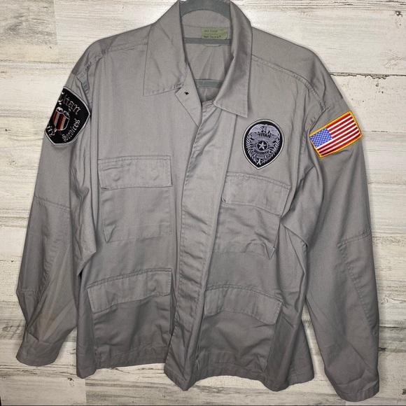 Jackets & Blazers - EUC Oversized Military Jacket with Patches - L